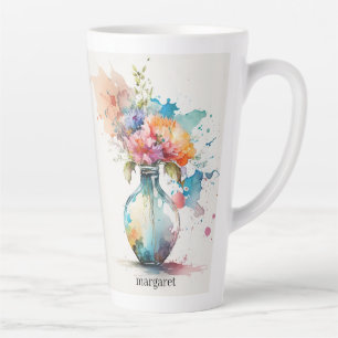 Pot roze Bourgondische bloemen #12 Latte Mok