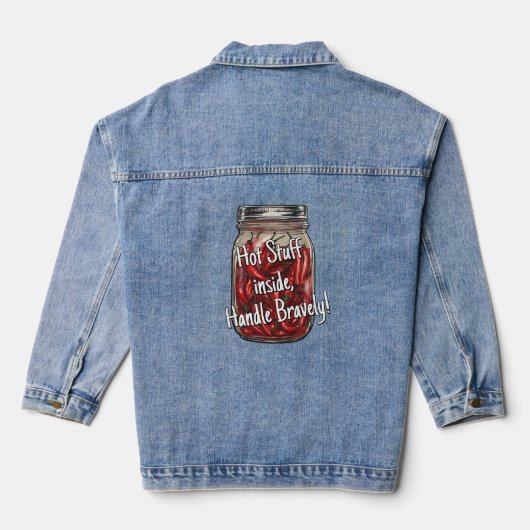 Pot van gedroogde paprika's denim jacket (Achterkant)