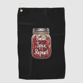 Pot van gedroogde paprika's golfhanddoek