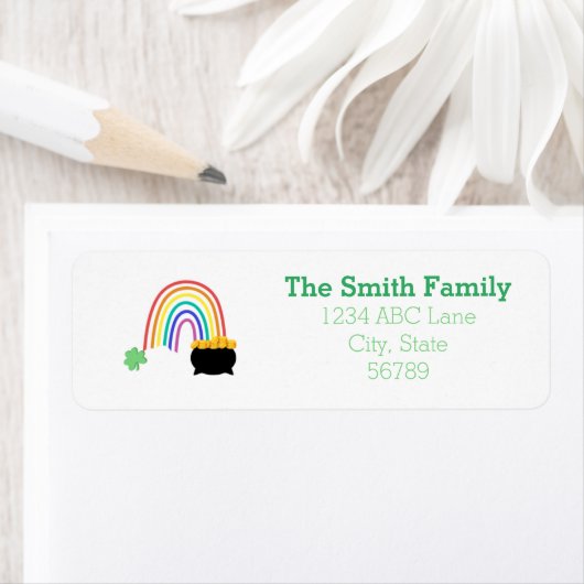 Pot van gouden adreslabel etiket (Insitu)