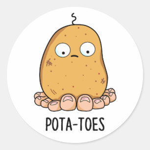 Pota-tenen Grappige Aardappel Met Tenen Pun Ronde Sticker