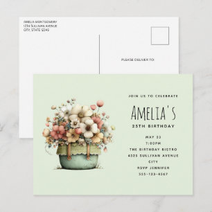 Potaardappelen Bloemen Gezellig Shabby Stijl Schat Uitnodiging Briefkaart