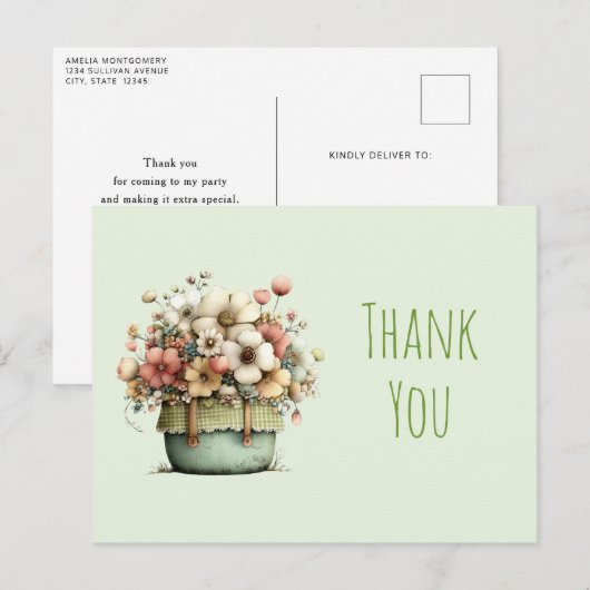 Potaardige Bloemen Gezellig Shabby Stijl Schattig  Briefkaart (Voorkant / Achterkant)