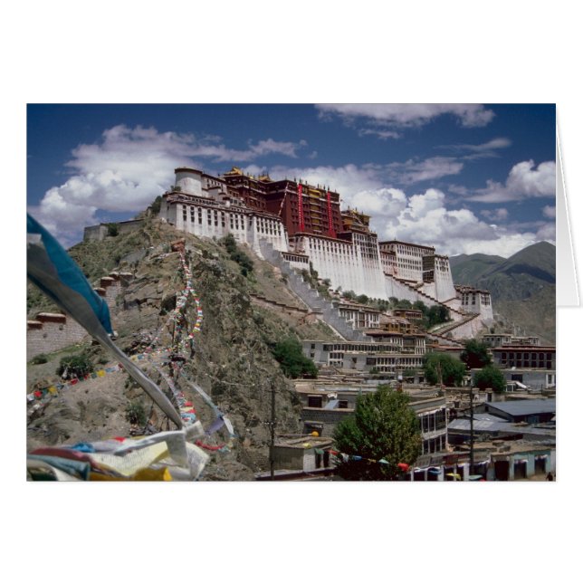 Potala avec drapeaux de prière, Tibet, Chine (Devant horizontal)