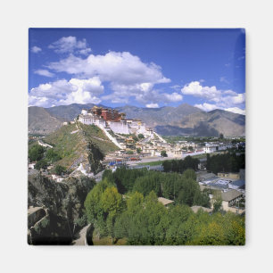 Potala Palace op bergketen vanaf een andere berg Magneet
