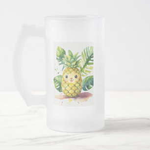 Potat: Schattigee Baby Ananas Waterverf Illustrati Matglas Bierpul