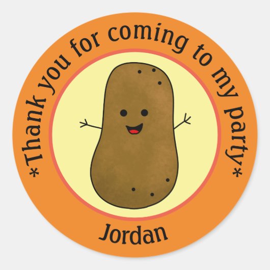 Potato Party Dank u Gepersonaliseerd Ronde Sticker (Voorkant)