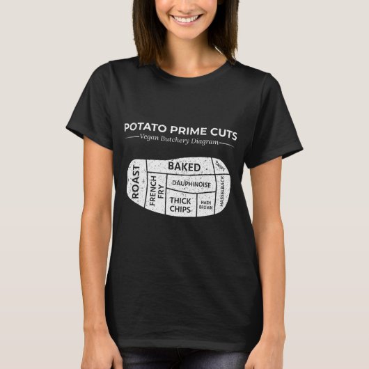 Potato Prime Cuts Funny Vegan T-shirt (Voorkant)