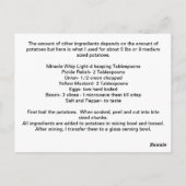 Potato Salad Recipe Briefkaart (Achterkant)