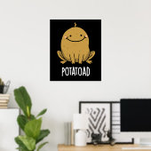 Potatoad Funny Potato Toad Pun Dark BG Poster (Thuiskantoor)