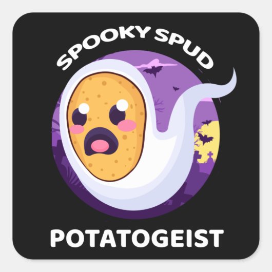 Potatogeist Spooky Spud Potato - Cute Halloween Vierkante Sticker (Voorkant)