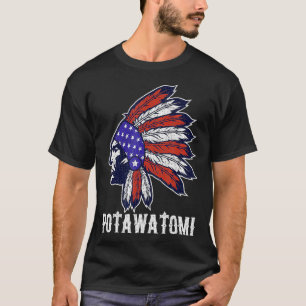 Potawatomi Native American Flag Pride Headdress T-shirt