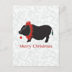 Potbellied Pig Merry kerstdesign Feestdagenkaart