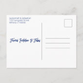 Poteau de Faire-part blanc et bleu fumée minimalis (Dos)