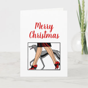 Poten Art Deco Vrouwen Windhond Whippet Hond R Feestdagen Kaart