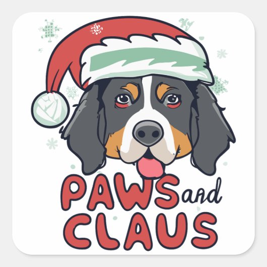 Poten en Claus - Kerstmis Berner Hond Vierkante Sticker (Voorkant)