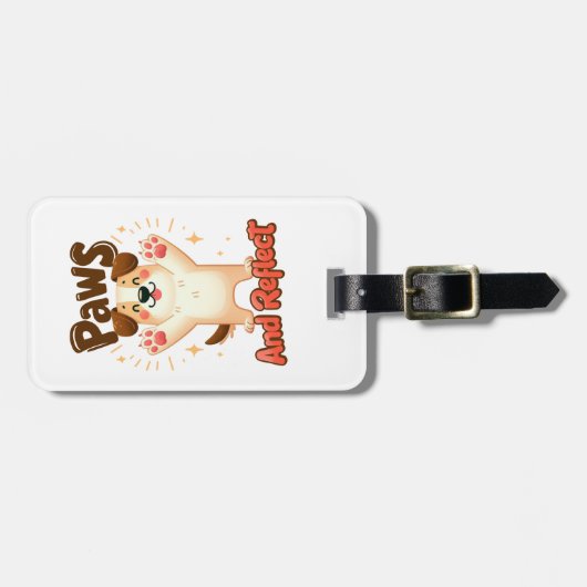 Poten en reflecteren Schattigee hond Bagagelabel (Voorkant horizontaal)