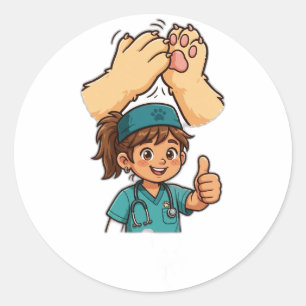 Poten, Klauwen en Applaus voor Veterinair Technici Ronde Sticker