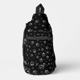 Poten print sprankelend zwart zilver glitter, sling bag
