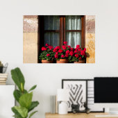 Poten voor bloemen in het dorp poster (Thuiskantoor)