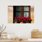 Poten voor bloemen in het dorp poster (Keuken)