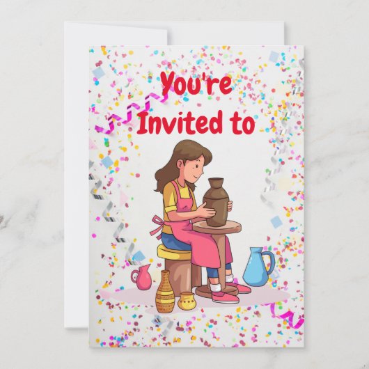 Poterie Anniversaire Fête Invitation (Devant)