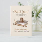 Poterie en argile rustique boho crème Merci (Debout devant)