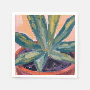 Potheplant modern botanisch groen aquarel servet