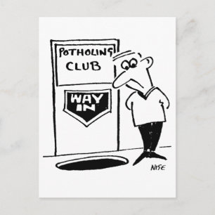 Potholing Club Entrance in de Cartoon Floor Briefkaart