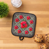 Pothouder met rode papavers pannenlap (Top down)