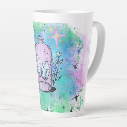 Potion en cristal grande tasse en latte, sorcière, (Angle droit)