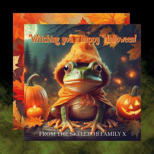 Potion-Master Apprentice Whimsical Frog Halloween Kaart