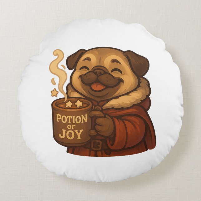 Potion of Joy Pug Kussen | Knuffel Hond Kerstcadea (Voorkant)