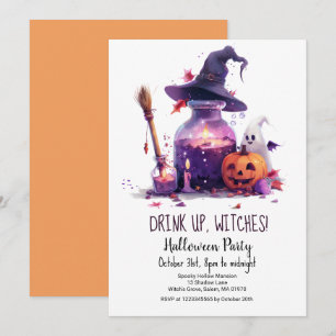 Potions Pumpkin Ghost Witch Pet Halloween Party Kaart