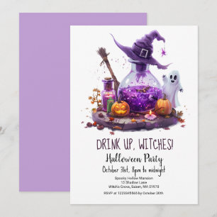 Potions Pumpkin Ghost Witch Pet Halloween Party Kaart