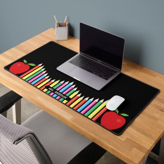Potloden en rode Apple Teacher Desk Mat (Kantoor 2)