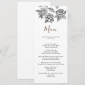 Potlood Art Bloemen Rozen Bruiloft Menu Kaart (Voorkant / Achterkant)