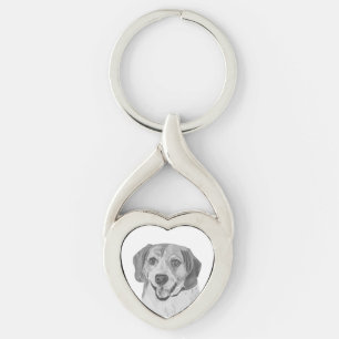 Potlood Beagle Dog Heart Sleutelhanger