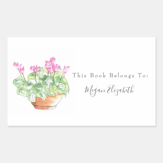 Potlood Cyclamen Rechthoekige Sticker (Voorkant)