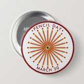 Potlood Day, veel gestreept potloden Ronde Button 7,6 Cm (Voorkant /achterkant)