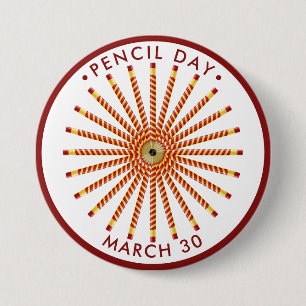 Potlood Day, veel gestreept potloden Ronde Button 7,6 Cm