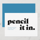 Potlood Erbij Typografische Save the Date (Voorkant / Achterkant)