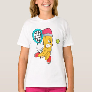 Potlood in Tennis met Tennis racket T-shirt