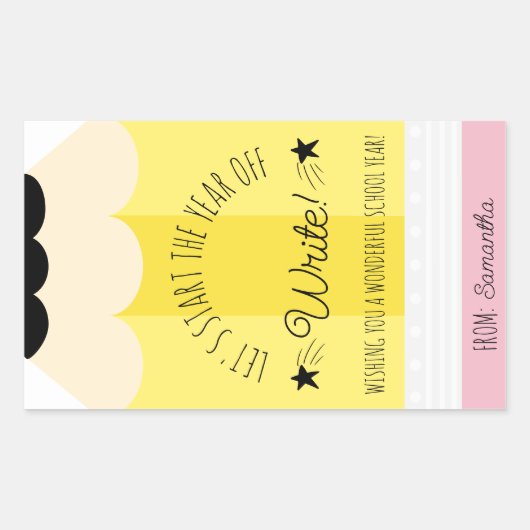 Potlood Laten we het jaar beginnen met het schrijv Rechthoekige Sticker (Voorkant)