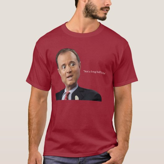 Potlood nek Adam Schiff grappige bug-eyed karikatu T-shirt (Voorkant)