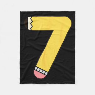 Potlood nummer 7 Terug naar school 7e verjaardag Fleece Deken