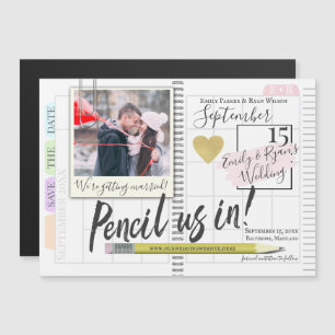 Potlood ons in Bullet Journal Kalender Bewaar de d Magnetische Uitnodiging