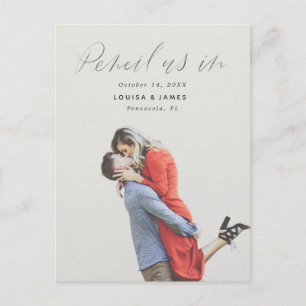 Potlood ons in Casual Save the Date Photo Briefkaa Briefkaart