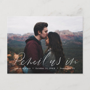 Potlood ons in Casual Save the Date Photo Briefkaa Briefkaart