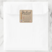 Potlood ons in kalender karton save the date vierkante sticker (Tas)